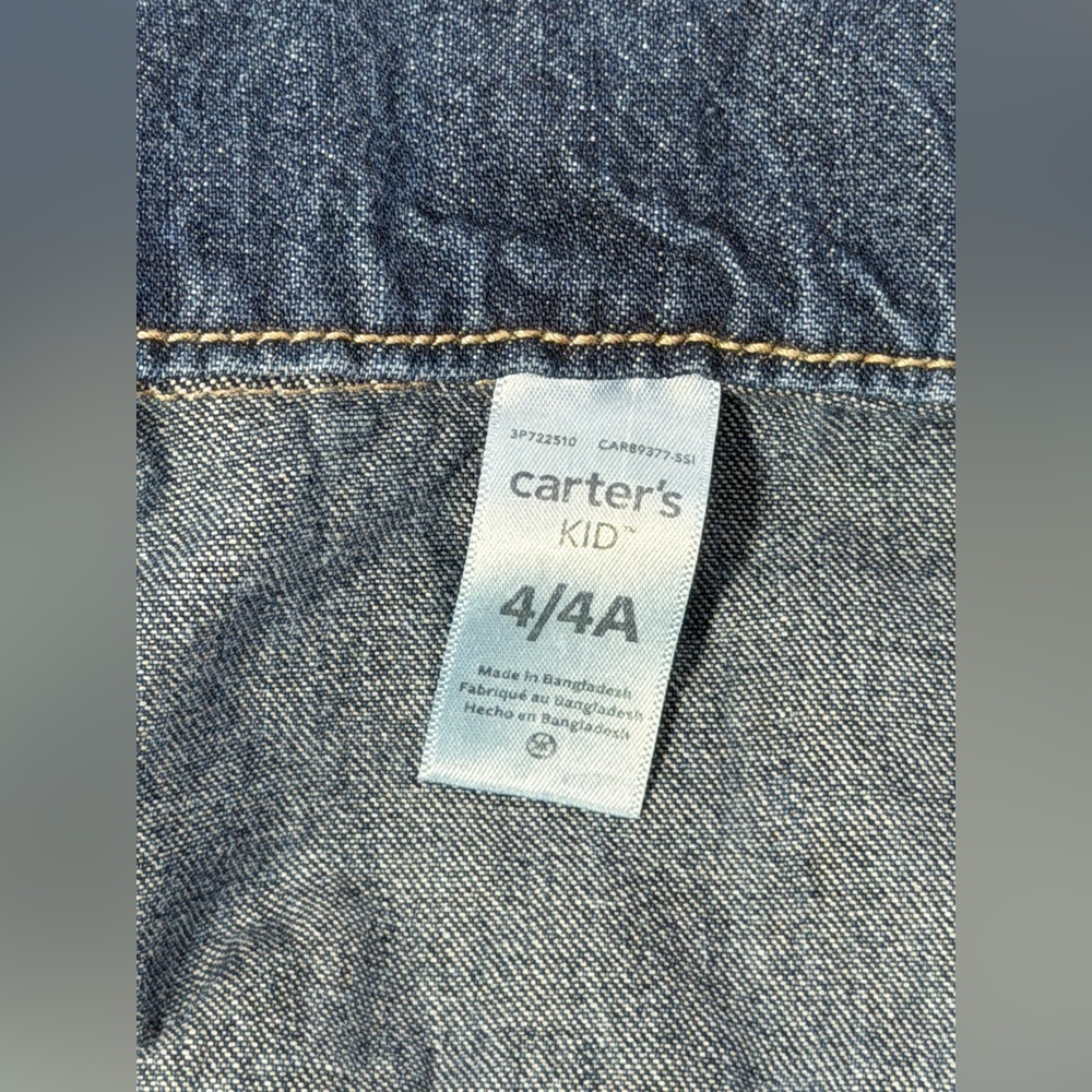 Carter’s Kids Denim Jacket Size 4 Girls Boys Blue Jean Button Front Cotton - Picture 12 of 13